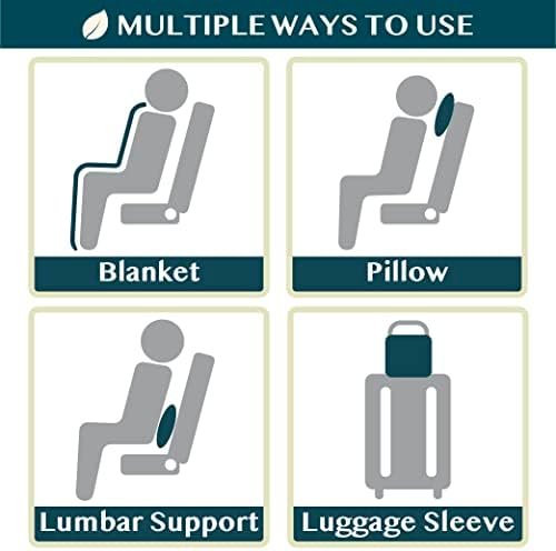 PAVILIA Soft Compact Travel Blanket and Pillow, Foldable Airplane Blanket in Bag, Lightweight Portable Flight Blanket Set with Luggage Strap, Camping Plane Car Home Office Gift Accessories, Navy Blue - Image 7