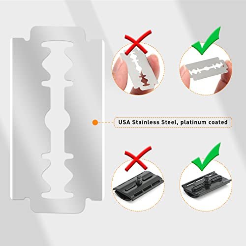 Double Edge Safety Razor for Men, Single Blade Razors for Men and Women, with 10 Platinum Coated Safety Razor Blades, Face Razors for Men Shaving, Travel Essentials Reusable Metal Razor, Matte Black - Image 5