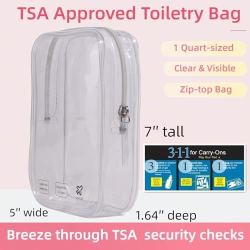 2 Pack Quart Size Travel Bag Tsa Approved Toiletry Bag Clear Makeup Organizer Zipper Pouch for Carry On Liquids Toiletries International Travel Must Haves Airplane Essentials for Women Flying - Image 2