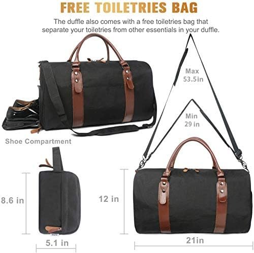 Oflamn Duffle Bag for Men Canvas Weekender Overnight Bag Carry On Luggage Travel Bag with Shoe Compartment and Toiletry - Image 5