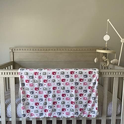 EVERYDAY KIDS Large Ultra Soft Gray and Pink Elephant Minky Baby Blanket for Girls Mink and Sherpa Toddler and Baby Girl Blanket Measures 30 x 40”; Trendy Animal Elephant Baby Nursery Decor - Image 9