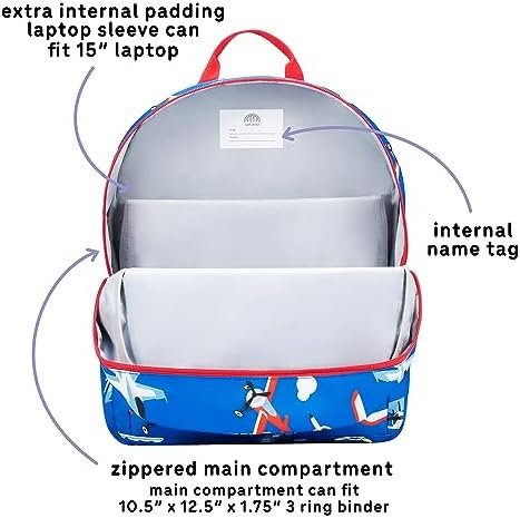 14" Kids Backpack for Girls and Boys Age 5-8 Years Old with Padded, and Adjustable Shoulder Straps - Aircraft (Blue) - Image 6