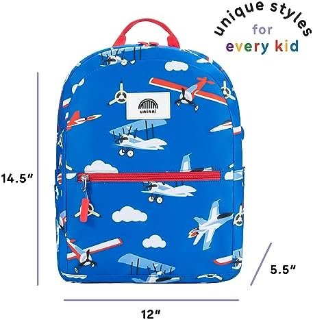 14" Kids Backpack for Girls and Boys Age 5-8 Years Old with Padded, and Adjustable Shoulder Straps - Aircraft (Blue) - Image 3