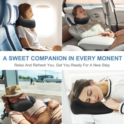 Travel Pillow - Memory Foam Cervical Neck Pillow for Adults, Kids, Children, Convenient & Portable U Shaped Pillows, Airplane Pillow for Home, Office, Camping, Travelling, Sleeping (Black) - Image 7