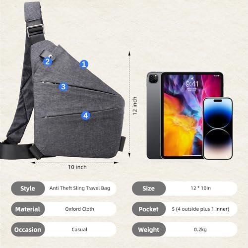 Vipost Anti Theft Bag, Anti Theft Crossbody Bag for Women/Men, Fashion Sling Bag Travel Crossbody Bag for Women - Image 3