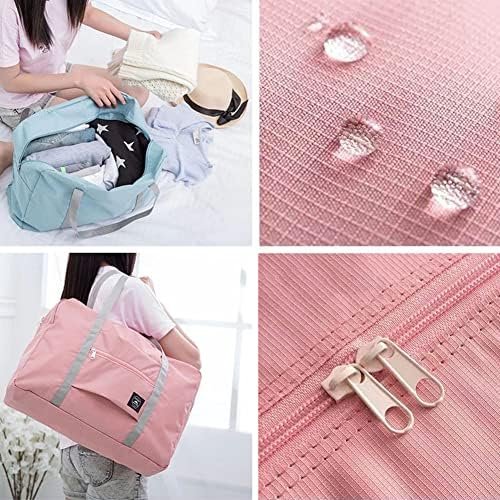 Foldable Travel Duffel Bag (2 Pack), For Spirit Airlines, Weekender Overnight Bag, Tote Carry on Luggage Sport Duffle Weekender Overnight for Women and Girls (Pink Blue) - Image 4