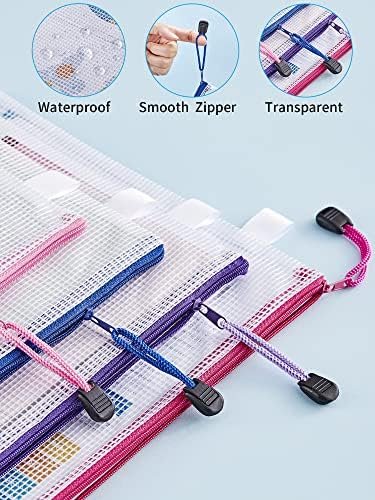 JARLINK 18 Pack 8 Sizes Mesh Pouch, 9 Colors, Waterproof Zipper File Bags Document Multipurpose Travel Bags for Office, School, Board Game, Puzzles, Cosmetics, Travel Accessories, and Home Organize - Image 4