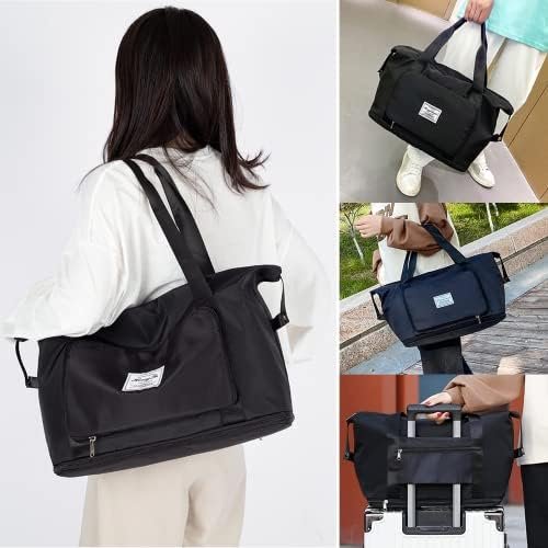Large Capacity Travel Bag, Expansion Foldable Travel Duffel Bag, Dry and Wet Separation Portable Travel Duffel Bag, Overnight Bag for Women and Man(Fuchsia) - Image 4