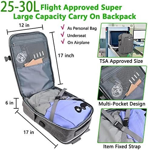 Personal Item Travel Backpack for Women Men, Flight Approved Carry On Backpack Underseat Luggage Backpack with Many Pockets for 17” Laptop, Casual Weekender Daypack for College Business Outdoors - Image 3