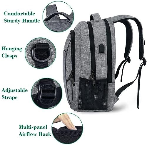 MATEIN Travel Laptop Backpack, Business Anti Theft Slim Sturdy Laptops Backpack with USB Charging Port, Water Resistant College School Computer Bag Gift for Men & Women Fits 15.6 Inch Notebook, Grey - Image 4