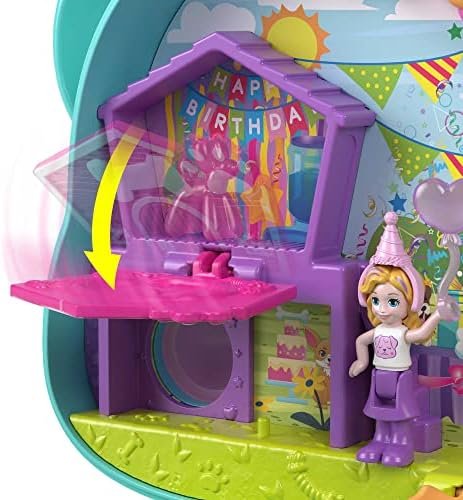 Polly Pocket Compact Playset, Doggy Birthday Bash with 2 Micro Dolls & Accessories, Travel Toy with Surprise Reveals - Image 4