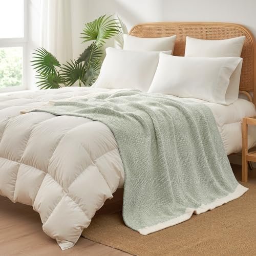 Snuggle Sac Heather Sage Green Throw Blanket for Couch, Reversible Super Soft Knitted Blankets Warm Cozy Fuzzy Throws for Sofa, Bed, Camping, Sage Green, 50x60 inches - Image 6