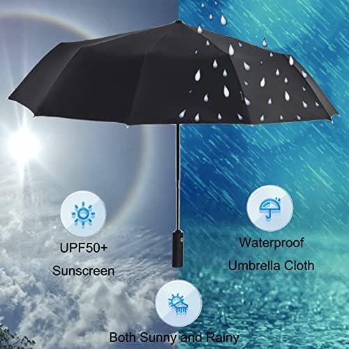 Windproof Travel Umbrella, Rain Sun and UV Resistant Auto Open Close Compact Portable Folding Umbrella for Car, Backpack, Men and Women, Black - Image 4