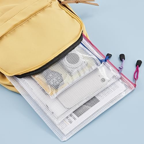 JARLINK 18 Pack 8 Sizes Mesh Pouch, 9 Colors, Waterproof Zipper File Bags Document Multipurpose Travel Bags for Office, School, Board Game, Puzzles, Cosmetics, Travel Accessories, and Home Organize - Image 7