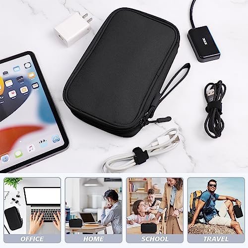 Electronics Organizer Travel Case, Travel Accessories Essentials for Men Women, Cord Organizer Travel Tech Pouch, Waterproof Double Layers Storage Bag for Cable, Charger, Phone, Earphone, Black - Image 6