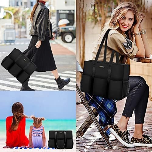IBFUN Utility Tote Bag with 14/24 Pockets Zip Top Teacher Tote Bag for Teacher/Work Women - Image 7
