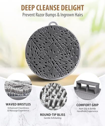Silicone Body Scrubber - Loop Fin Bristles Loofah for Gentle Exfoliating & Lathering with Body Scrub & Wash, Durable & Hygienic, Deep Cleansing Exfoliator for All Skin Types - Shower Essential - Image 5