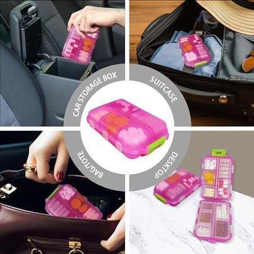 Pill Organizer with Medicine Labels Travel Daily Pill Container Mini Medication Organizer Storage Pill Organizer Travel Essentials Pill Case 7 Day Pill Organizer(White & 161 Lables) - Image 3