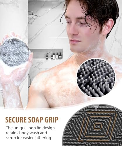 Silicone Body Scrubber - Loop Fin Bristles Loofah for Gentle Exfoliating & Lathering with Body Scrub & Wash, Durable & Hygienic, Deep Cleansing Exfoliator for All Skin Types - Shower Essential - Image 4