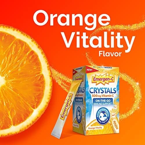 Emergen-C Crystals, On-The-Go Immune Support Supplement with Vitamin C, B Vitamins, Zinc and Manganese, Orange Vitality - 56 Stick Packs - Image 5