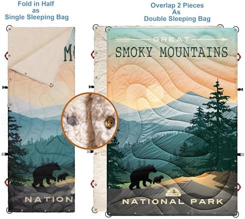 Puffy Sherpa Outdoor Camping Blanket for Traveling, Picnics, Beach, Concert, Car,Stadium, Sporting Events - Wearable Warm Waterproof - 55 X 78 (Great Smoky Mountains NP) - Image 6