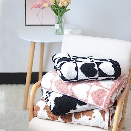 Viviland Throw Blanket - Fuzzy Checkerboard Grid Throw Blanket, Knitted Soft Cozy Warm Microfiber Blanket Decor for Couch Sofa Bed Travel Home (Brown & White Cow, 50''x 60'') - Image 7