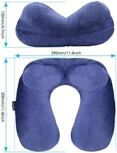 urophylla Inflatable Travel Pillow for Airplane, Soft Velvet Inflatable Travel Neck Pillow for Airplanes, Train, Car, Home and Office with Packsack & Comfortable Velvet - Blue - Image 2