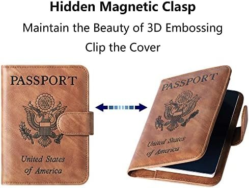 Airtag Passport Holder Cover Wallet Travel Essentials Leather Travel Wallet Rfid Blocking Case Vacation Travel Must Haves Travel Accessories for Men Women (117#Brown) - Image 6