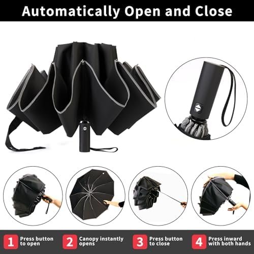 antor Backpack Compact Windproof Rain Umbrella for Adults,Portable Inverted Folding Travel Car Umbrella,Sun Reflecting,Automatic Open & Close - Image 3