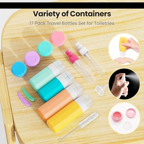 17 Pack Travel Bottles for Toiletries, TSA Approved Travel Size Toiletries Bottles, Leak Proof Travel Size Containers, Travel Essentials for Body Wash, Shampoo, Lotion & Conditioner Colorful - Image 6