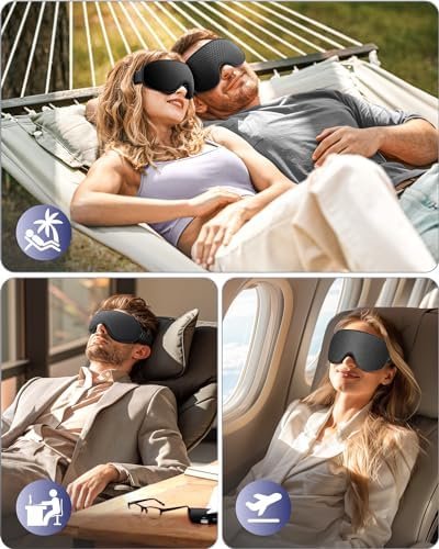 WAOAW Sleep Mask for Men Women: Blackout Eye Masks for Sleep - 3D Breathable Soft Comfortable Eye Mask for Travel - Adjustable Light Blocking Night Masks for Sleeping - Image 4