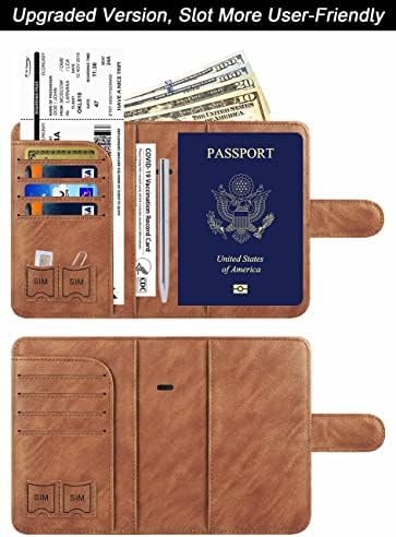 Airtag Passport Holder Cover Wallet Travel Essentials Leather Travel Wallet Rfid Blocking Case Vacation Travel Must Haves Travel Accessories for Men Women (117#Brown) - Image 2