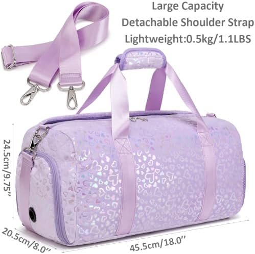 Duffel Bag for Girls Fluffy Dance Bag for Girls Ballet Bag Girls Sports Gym Bag Water Resistant Travel Duffle Bags with Shoes Compartment - Image 3