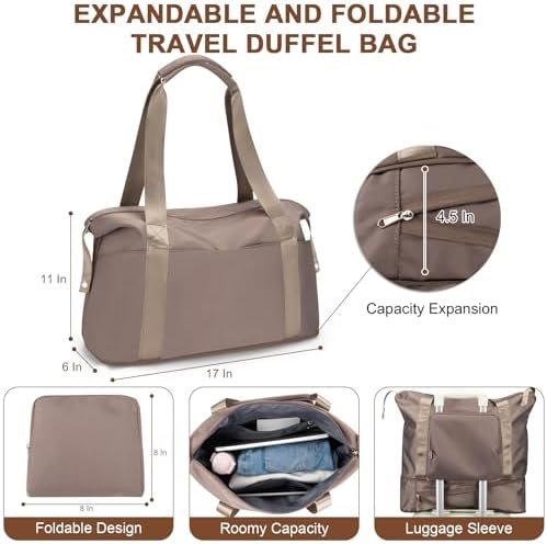 RDTGO Travel Backpack For Women, 40L Carry-On Backpack, Airline Approved Personal Item Bag, Waterproof Laptop Backpack with Large Duffel, Casual Daypack for Buisness Gym Weekend Hiking (Brown) - Image 5