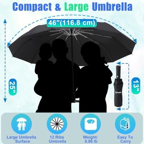 GAOYAING Windproof Travel Compact Umbrella Automatic Umbrellas for Rain Compact Folding Umbrella Portable Windproof Umbrellas for Men Women Teenage With Case - Image 2