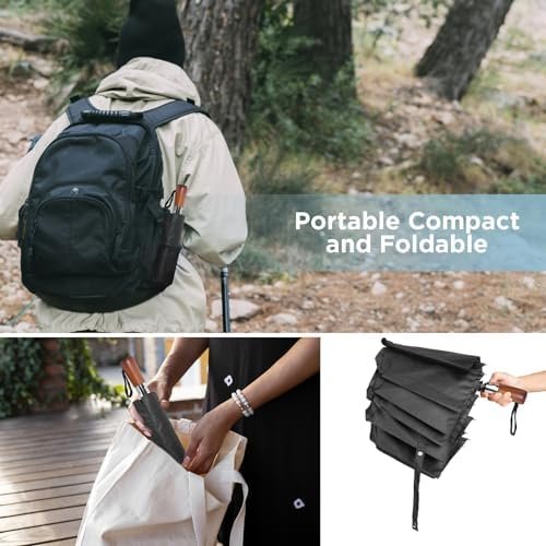 Satol 55 Inch Automatic Open Golf Umbrella, Oversize Windproof Waterproof Large Double Canopy Vented 10 Ribs Folding Travel Umbrella, UPF 50+ UV Protection Sun Compact Umbrellas for Women Men - Image 9