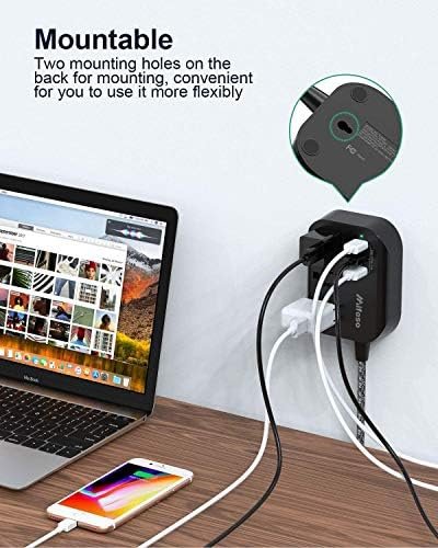 Cruise Ship Essentials - Power Strip with USB, Mountable Flat Plug Power Strip with 3 Outlets 3 USB Ports(Smart 3.1A), 5ft Braided Extension Cord, Compact for Cruise Ship, Travel, Home, Dorm - Image 3