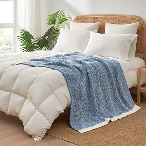 Snuggle Sac Blue Throw Blankets for Couch, Reversible Super Soft Warm Blankets Cozy Knit Blanket Fuzzy Plush Lightweight Throws for Sofa, Bed, Picnic, Heather Blue, 50 x 60 inches - Image 8
