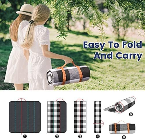 80”x 80” Picnic Blanket Extra Large, Waterproof and Foldable Beach Blanket, 3-Layer Outdoor Blanket for 6 to 8 Adults, for Camping, Park, Beach, Grass, Indoors… - Image 6