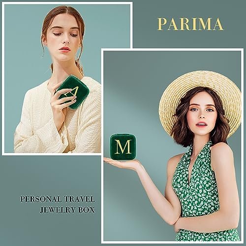 Parima Gift for Women - Plush Velvet Travel Jewelry Case Organizer Small Jewelry Box Custom Personalized Birthday Gift Women Her, Travel Essentials, Mothers Day Gift, Graduation Gift - Letter A, Green - Image 2