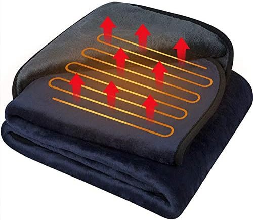 Machine Washable Electric Heated Blanket,12Volt Car Travel Blanket with Hi/M/Lo Heating 30/45/60 mins Auto-Off Timer,Warm for Truck/SUV/Van Driving(55.1"x39.4")(Navy Blue and Grey) - Image 7