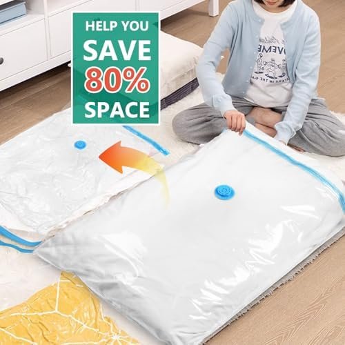 Morecoo Vacuum Seal Bags for Clothing,10 Pack Vacuum Storage Bags (5 Jumbo/5 Large) with Electric Pump,Packing Cubes Compression Space Saver for Comforters,Blankets - Travel Essentials - Image 6