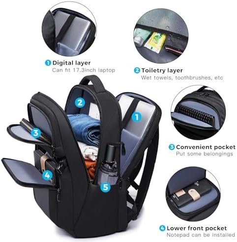 Travel Carrying on Backpack 40L Backpack for Airline Approved Large Backpack Luggage for Travel Casual Work 17.3 in Laptop Weekender Business Backpack for Men - Image 2