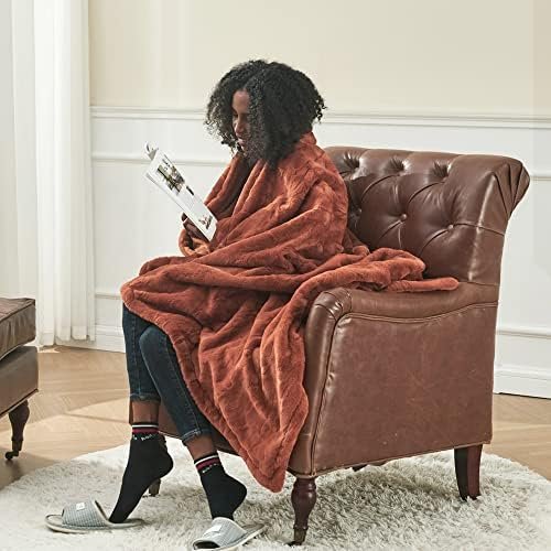 Krifey Faux Fur Throw Blanket, Super Soft Cozy Blanket, Luxury Fluffy Blanket Warm Plush Bed Throw Camel 50" x 60" - Image 8