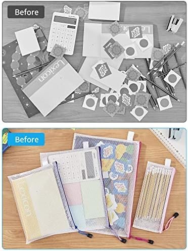 JARLINK 18 Pack 8 Sizes Mesh Pouch, 9 Colors, Waterproof Zipper File Bags Document Multipurpose Travel Bags for Office, School, Board Game, Puzzles, Cosmetics, Travel Accessories, and Home Organize - Image 8