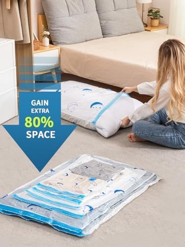 Vacuum Storage Bags with Electric Air Pump, 20 Pack (4 Jumbo, 4 Large, 4 Medium, 4 Small, 4 Roll Up Bags) Space Saving Bag for Clothes, Mattress, Blanket, Duvets, Pillows, Comforters,Travel - Image 2