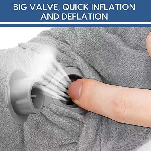 Inflatable Travel Pillow for Airplane Inflatable Neck Pillow for Traveling with Soft Velvet Washable Cover for Sleeping, Airplane,Train, Car, Office, Contoured Eye Masks, Earplugs - Image 4