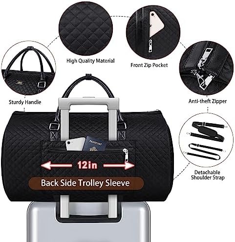Convertible Garment Duffel Bag for Travel - Carry On Garment Bags With Toiletry Bag Large Weekender Bag for Men Women 2 in 1 Hanging Suitcase Suit Travel Duffel Overnight Bags 4pcs Set - Image 4