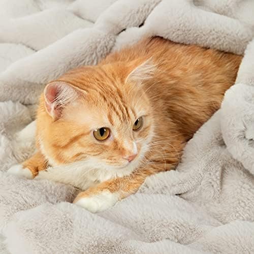Cozy Bliss Faux Fur Throw Blanket for Couch, Cozy Soft Plush Thick Winter Blanket for Sofa Bedroom Living Room, 50 * 60 Inches Beige - Image 7