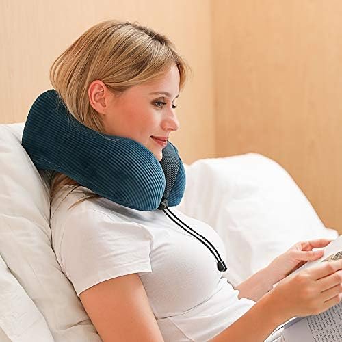 Memory Foam Neck Pillow with 360-Degree Head Support Lightweight Comfortable Travel Airplane Pillow with Storage Bag for Sleeping, Traveling,Car, Train, Bus and Home Use(Blue) - Image 8